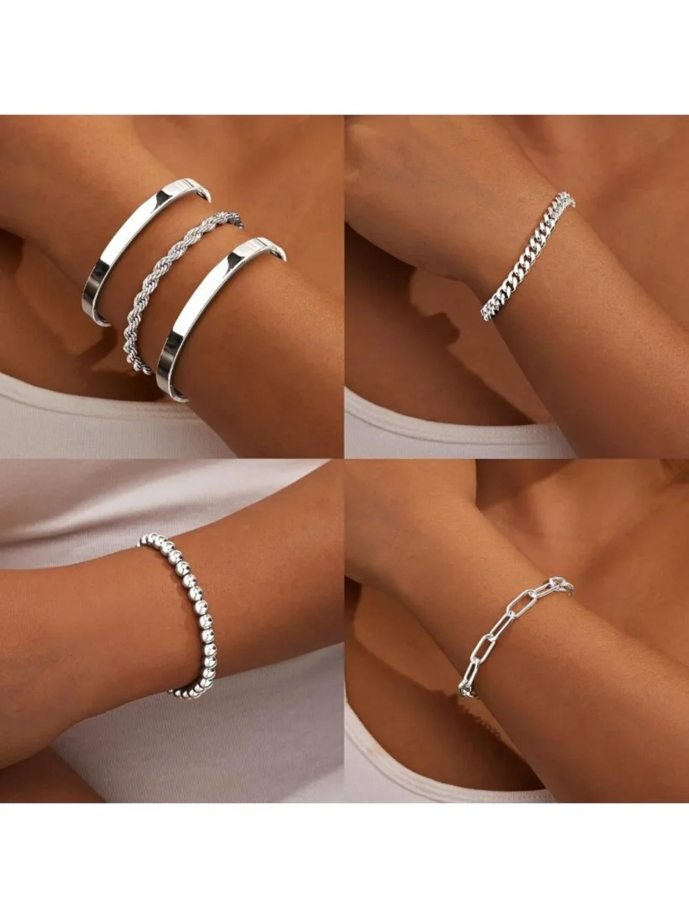 Trendy Gold Bracelet Set for Women - Waterproof, Non-Tarnish Stackable Bangles